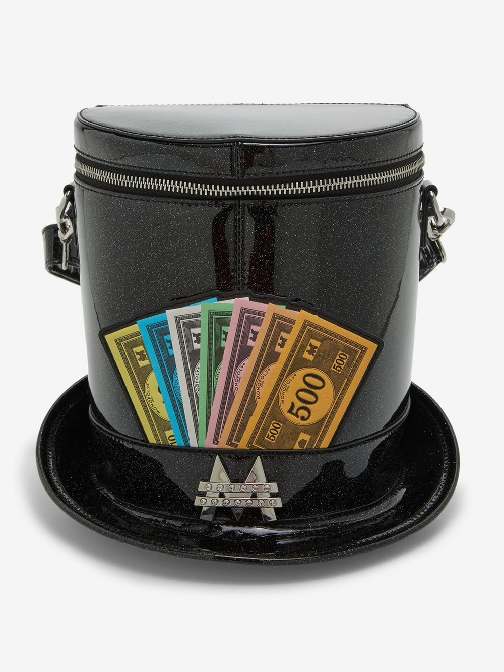 Monopoly Mr. Monopoly Top Hat Glitter Crossbody Bag